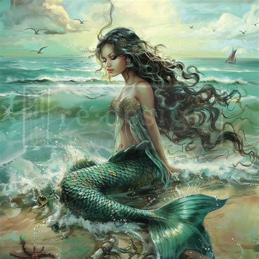 Redesign With Prima | Decoupage Paper for Furniture | Mystic Wave Mermaid - A1 Size - Etsy