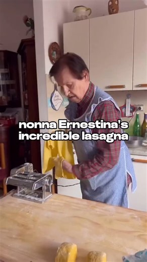 Pasta Grannies on Instagram: "We love returning to grannies we’ve filmed before, and Ernestina welcomed us back as if no time had passed. She’s 83, lives in Castel Bolognese in the province of Ravenna, and this is lasagne made exactly as she has always made it. We first filmed her a few years ago while she was preparing cannelloni, and coming back felt less like revisiting a subject and more like being welcomed back into a familiar kitchen. #lasagna #italianfood #nonna"