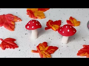 Toadstools and Leaves made from Fondant for cake. #StayHome and cook #WithMe