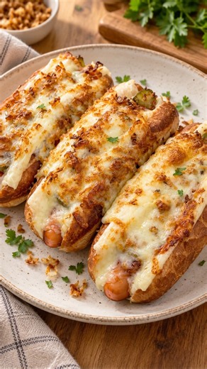 Crispy cheesy hot dogs in the air fryer 🌭