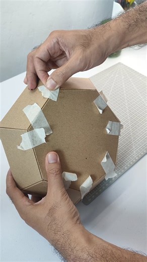 How to attach the last piece of 3d closed cardboard craft. | KRAF Studio