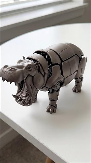 Tiny Mechanical Pod Transforms Into a Hyper Realistic Rhino