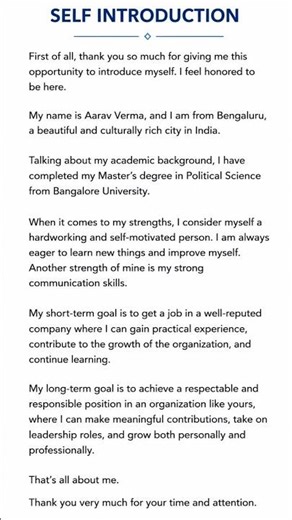Simple & Impressive Self Introduction for Freshers l Communicative English