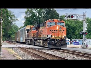 Train Blocks Busy Railroad Crossing At Night. Heavy Coal Train With DPU, Princeton Indiana, CSX, NS
