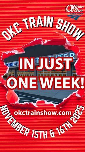 🚨🚂 One Week to Go! In just ONE WEEK, the Oklahoma Model Railroad Association & Museum (OMRA) crew will be rolling into the Bennett Event Center to begin setup for the BIGGEST OKC Train Show the Southern Plains has ever seen! We’re talking: 🛤️ Over 120,000 square feet of trains, vendors, and interactive exhibits! 🚆 10,000 square feet of Free-mo HO and N scale 🎉 FREE unlimited rides on the Thomas Train Ride 🎁 Kids Giveaway, Amtrak ticket drawings, and hands-on mini dioramas 🧱 LEGO displays,