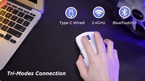 RK ROYAL KLUDGE RK M30 Wireless Gaming Mouse, 24000 DPI, 43g Ultra-Lightweight, PAW3311 Sensor, 2.4G/Bluetooth/USB-C Rechargeable Wireless Mouse with 5 Programmable Buttons for PC/Mac, White