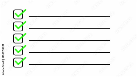 Animated Checklist Task Completion Progress Template. To-Do List Workflow Success Graphic Element for Productivity Apps and Presentations 4k video animation seamless loop
