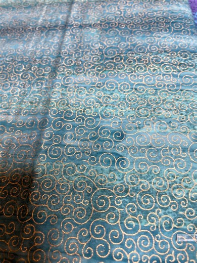Teal and Metallic Gold Batik Cotton Fabric - Etsy