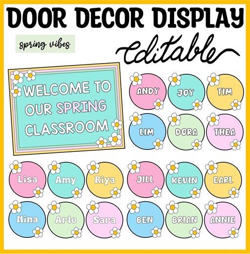 Floral Theme Classroom Door Display Set, Welcome Posters, Student Name Plates, Back to School Door Decor, Editable Kindergarten Door Display - Etsy Canada