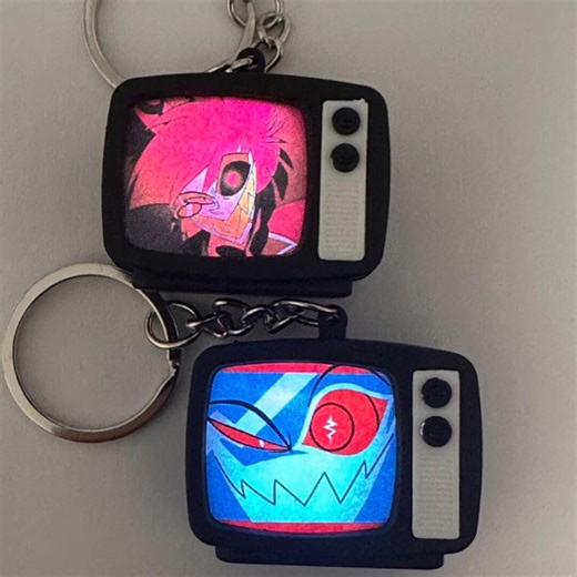 Light-up Mini TV Keychain With Sound, Indie Animation Hell Demon Radio Host Bag Charm - Etsy