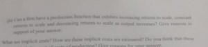 (b) Can a firm have a production function that exhibits increas... | Filo