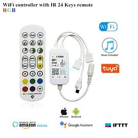 Télécommande magique sans fil Wi-Fi pour bande LED,couleur unique,RVB RGBW,contrôle à distance Alex Tuya,gradateur DC5V,12V,24V,1 PC - Type RGB Tuya 24keys | Rakuten