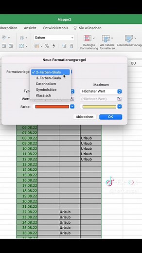 Wochenenden in Excel richtig markieren