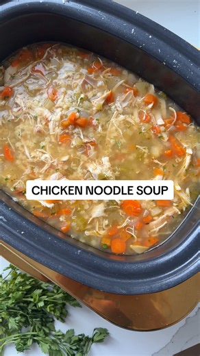THIS is the soup we grew up on 🥣✨❤️ Mom knows best, especially when it comes to an immune boosting healthy chicken noodle soup! Over the years, I’ve adapted this a bit to be quicker and easier than ever when I need a cozy soup that’s comforting and all made in the slow cooker 🥣 Full printable recipe is on the blog ✨⭐️ What you’ll need: 🥣 chicken breast (you can make your own in the slow cooker see recipe directions or use one ready made rotisserie chicken broken up) 🥣 noodles or Pastina of c