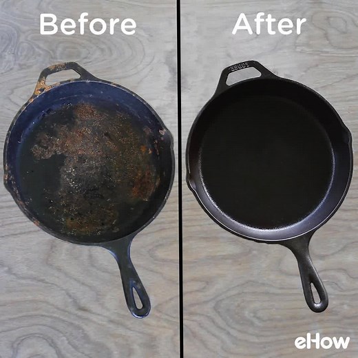 Restore rusted cast iron pans to their original glory! DIY: http://to.ehow.com/CleanRestoreSkillet | ehow
