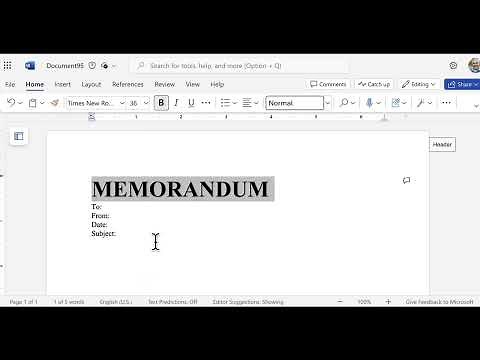 Creating Memos/Memorandum with Microsoft Word 365