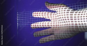 Futuristic digital processing of biometric fingerprint scanner. Futuristic digital concept of biometric reading of identitiy. Cyber futuristic app.