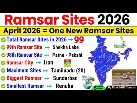 Ramsar Sites in India 2026 | 99 Updated List | Wetlands | Ramsar Sites 2026 | Current Affairs 2026