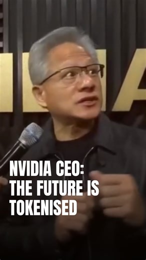 tokenised on Instagram: "NVIDIA CEO on why the future is tokenised When NVIDIA’s Jensen Huang said, “everything becomes a token,” he wasn’t talking about crypto, he was describing how AI now sees the world. Every image, sound, and word is broken down into tokens the units of intelligence machines use to generate understanding. Meanwhile, Web3 does the same for value, turning assets, rights, and ownership into digital tokens. AI factories will create the intelligence. Blockchain will secure and t