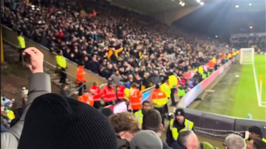 A Wolves fans spat at Villa fans after scoring the second goal in stoppage time to secure victory. | Hooligans Culture
