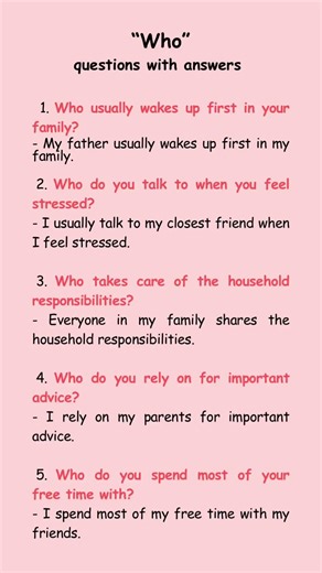 Who | questions with answers starting with who |