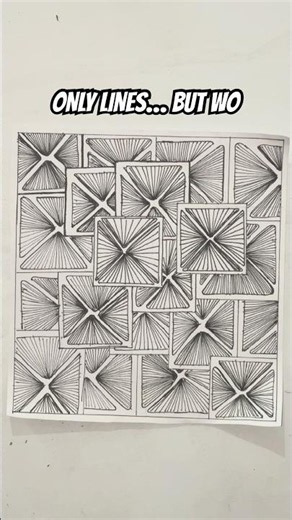 Stacked Line Illusion Drawing #art #satisfying #zentanglelegend #drawing #doodle