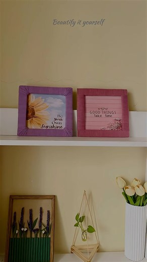 I turned trash cardboard into aesthetic photo frames ✨ No money spent, just yarn and glue. Which one is cuter, Pink or Purple? 💜💖 #beautify #cardboardcraft #diyphotoframe #yarncraft #aestheticdecor
