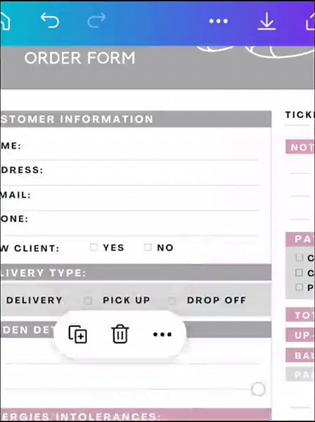 Cookie Order Form for Small Bakery Business