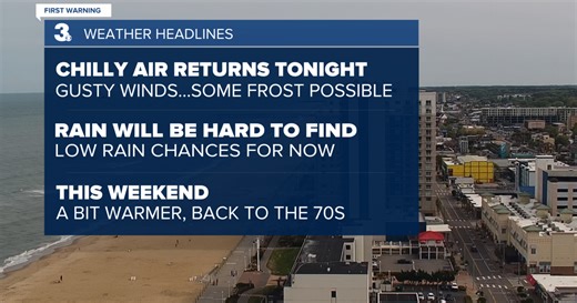 David's First Warning Forecast: Chilly Wind Tonight, Very Cool Wednesday