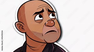 A worried character expresses emotions with a sad expression in a digital art style