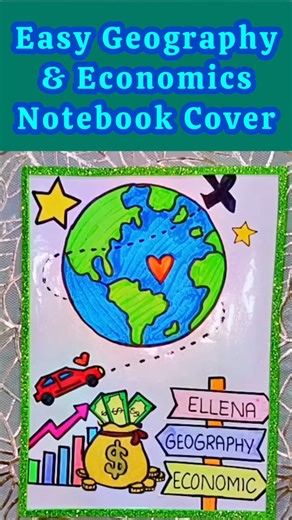 Easy Geography & Economics Notebook Cover 🌍💰 | Cute & Creative Idea ✨💖