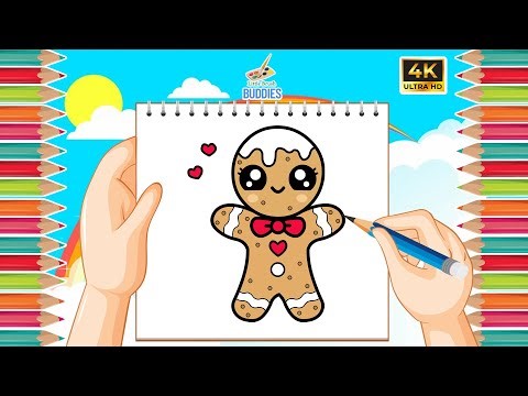 How to Draw a Cute Christmas Gingerbread 🍪🎄 | Easy Drawing for Kids | Kawaii Holiday Art