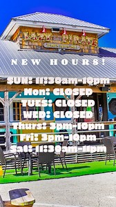 NEW HOURS! SUN: 11:30am-10pm Mon: CLOSED TUES: CLOSED WED: CLOSED Thurs: 3pm-10pm Fri: 3pm-10pm Sat: 11:30am-11pm | Lazy Pirate | Facebook