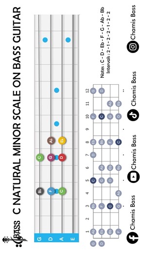 C Natural Minor Scale #bassguitar #shorts #chamisbass @ChamisBass