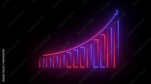 Finance business graph chart with up-arrow. Hi-tech style business concept technology chart with grid. Business Information digital display. Stock Video