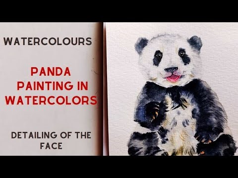 How to paint a Panda in watercolors | Face and Fur detailing