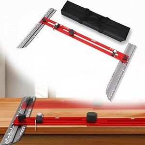 Stair Tread Template Tool - Adjustable Stair Tread Jig with Depth Measurement & Flip Stops - Aluminum Alloy Stair Tread Gauge Measuring Tool - Stair Step Scribe