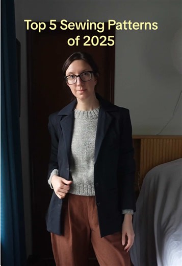 My top 5 sewing patterns of 2025, in no particular order. -Closet core Jenna shirt -Allotment Clothing Potting Pants -Emily Lightly Frey Pants -Modern Sewing Co Devon Waistcoat & Naomi Blazer #sewing #memade #top5of2025 #slowfashion #handmade