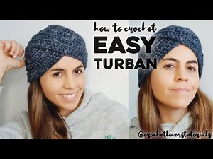 HOW TO CROCHET EASY TURBAN: easy crochet turban beanie headband for beginners, step by step tutorial