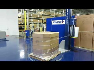 Rotoplat 708 semi automatic stretch wrapper with roping device - Gaylord Bins - Robopac USA