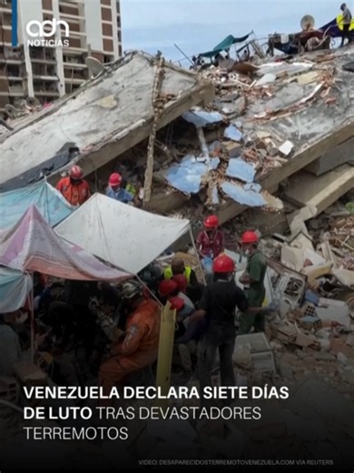 ¡Nación en luto nacional! Siete días de duelo oficial en Venezuela por las víctimas de los terremotos🇻 La presidenta encargada, Delcy Rodríguez, decretó una semana de duelo nacional tras el trágico balance de los sismos de magnitud 7.5 y 7.2 que sacudieron al país hace una semana. Las cifras oficiales ya registran 1,943 muertos, más de 10,000 heridos y miles de familias damnificadas en Caracas y zonas aledañas, mientras brigadas internacionales y voluntarios continúan con las labores de rescate