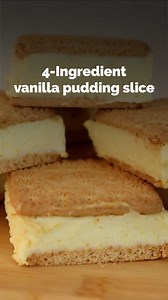 Looking for a quick win in the kitchen before the big game? This vanilla pudding slice has only 4 ingredients and comes together in just over 30 minutes. If you'd like this recipe, Google 'BestRecipes Vanilla pudding slice'. #easyslice #vanillaslice #instantpuddingrecipe | Best Recipes