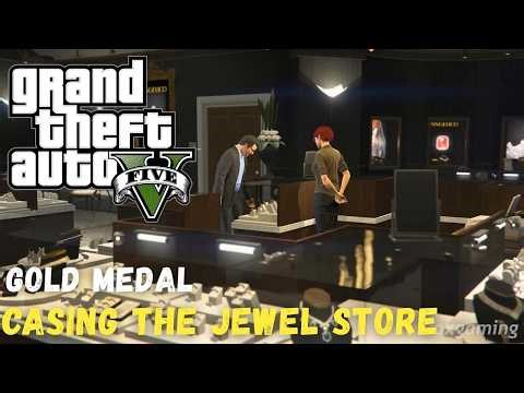 Grand Theft Auto V Casing the Jewel Store Lester Crest, involving protagonist Michael De Santa.