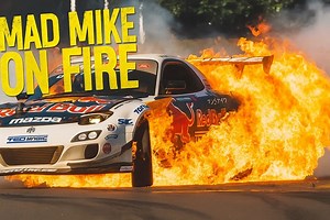 Mad Mike RX7 on fire at Goodwood Festival of Speed Saturday #goodwood #rx7 #madmike | misfiRE
