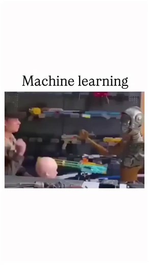 @chris.tarlei on Instagram: "The video features a person dressed in a robot costume awkwardly attempting to aim a Nerf gun at a mannequin head inside a toy store. Paired with the caption “machine learning,” the clip jokingly frames the moment as AI training, with the missed and clumsy shot landing as pure slapstick humor. The replies lean into jokes about Skynet takeovers and robotic revenge, playfully echoing common fears around artificial intelligence while keeping the situation harmless and s