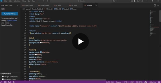 Mini E-Commerce Web App (HTML, CSS JavaScript) Built a responsive mini e-commerce application using HTML, CSS, and JavaScript. The app dynamically displays products, allows users to add items to a… | Srinath Reddy Chowreddy