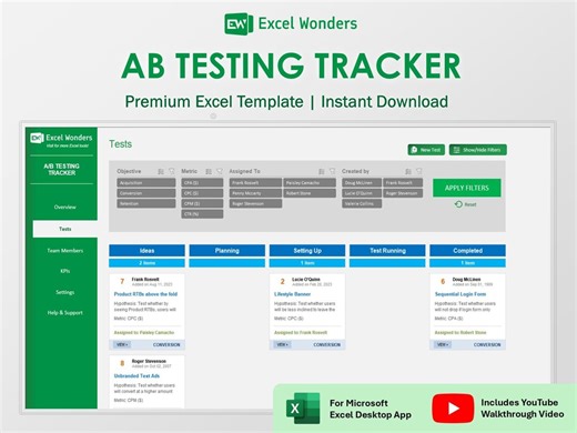 A/B Testing Excel Template | Conversion Rate Optimization & Marketing Optimization (digital Download) - Etsy