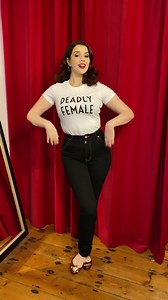 Which is your favourite way to style the Deadly Female T-Shirts? 🖤 https://deadlyisthefemale.com/product/white-deadly-female-t-shirt-2/ We love how versatile and easy these tee’s are to wear and they certainly make a statement! And for £20, they are a nice Deadly treat! @Scarlett Luxe teams the White Deadly Female T-Shirt with the Black Classic Jeans, Red Perfect Pencil Skirt & Black Thelma Trousers. All available online and in store! | Deadly is the Female