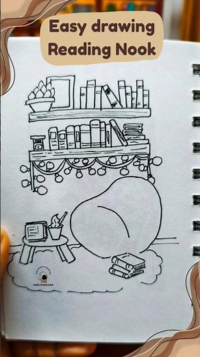 Learn How to Draw a Cozy Aesthetic Reading Nook with me📚🫶 Bookworms must try🤓!#shorts #viralshorts