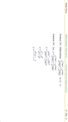 📘 Derivatives Question 118 | d/dx [ (e⁷ˡᵒᵍˣ − e⁶ˡᵒᵍˣ)² / (e⁵ˡᵒᵍˣ − e⁴ˡᵒᵍˣ) ]